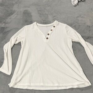 Women's White Button-Detail Top